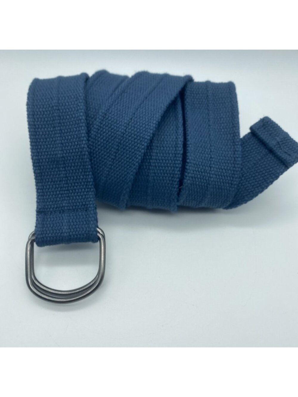 Men's Blue D-Ring Belt 53" Long Adjustable Casual Canvas Style 1.5" Wide